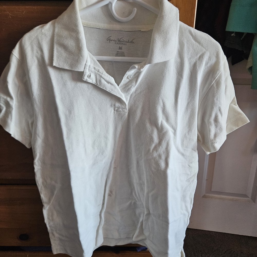 Gloria Vanderbilt Cream Polo Shirt